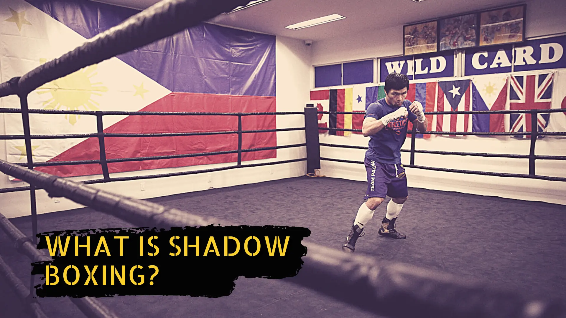 manny pacquiao shadow boxing in a ring