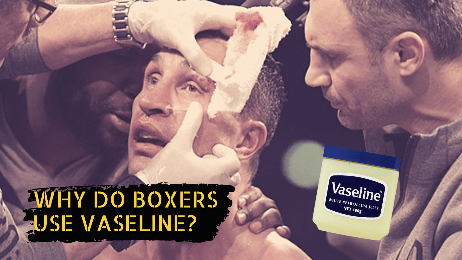 A boxer getting vaseline rubbed on his face
