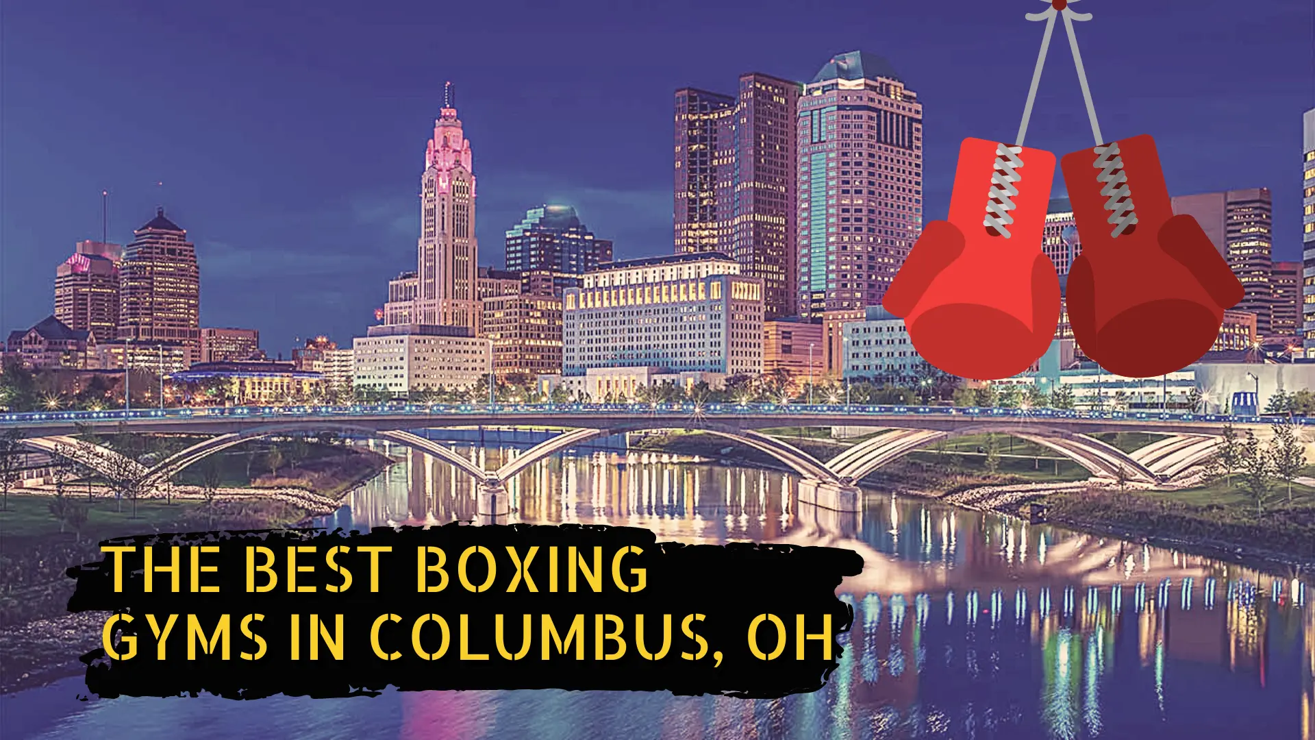 A picture of Columbus skyline with some boxing gloves