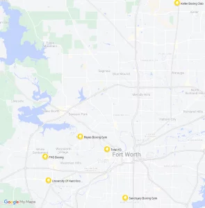 map of boxing gyms in Forth Worth