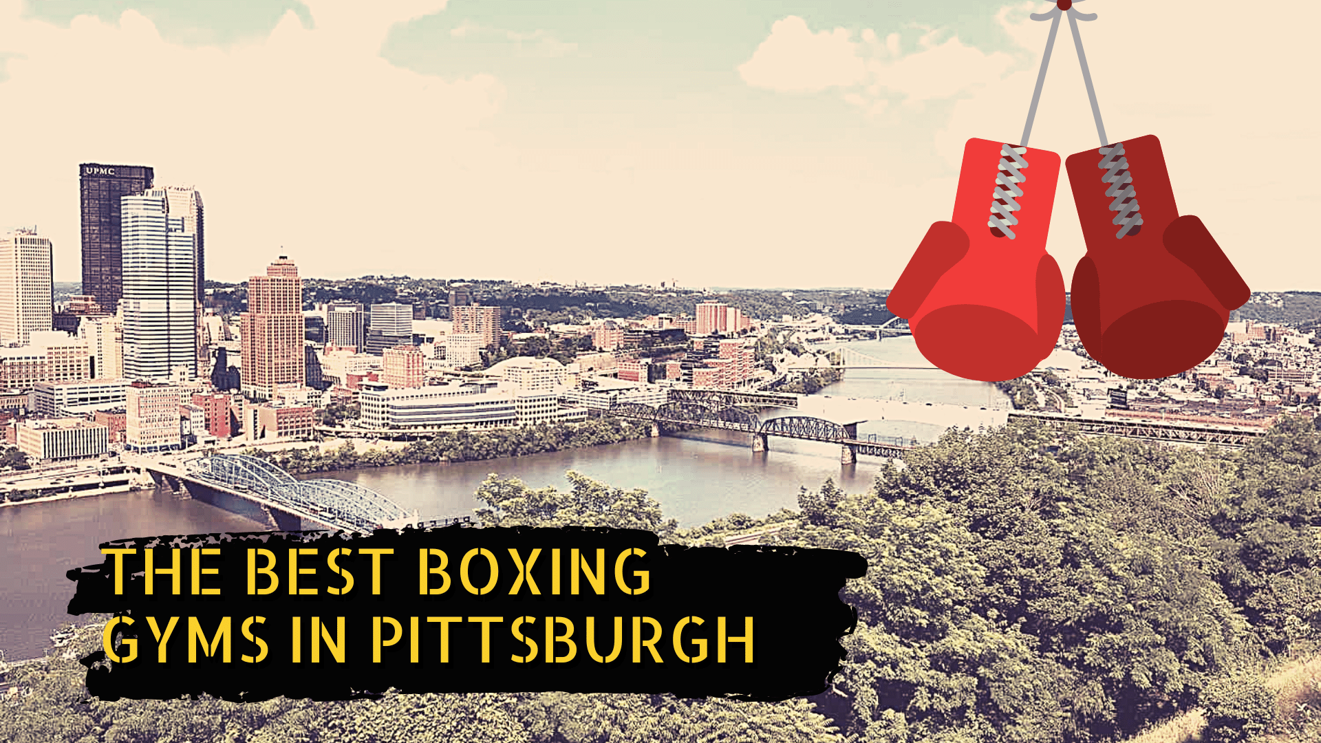 Pittsburgh skyline with boxing gloves