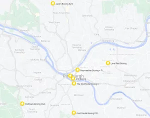 map of boxing gyms in pittsburgh