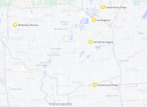 A map of the best boxing gyms in Indianapolis