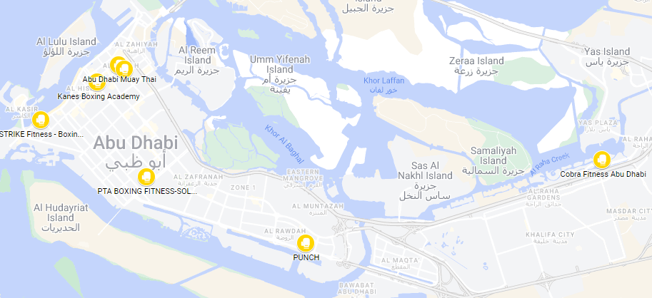 A map of abu dhabi boxing gyms